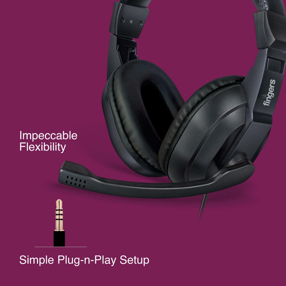 FINGERS S10 Wired On-Ear Headphone with Adjustable Mic - 40 mm Powerful Drivers & Inline Volume Control