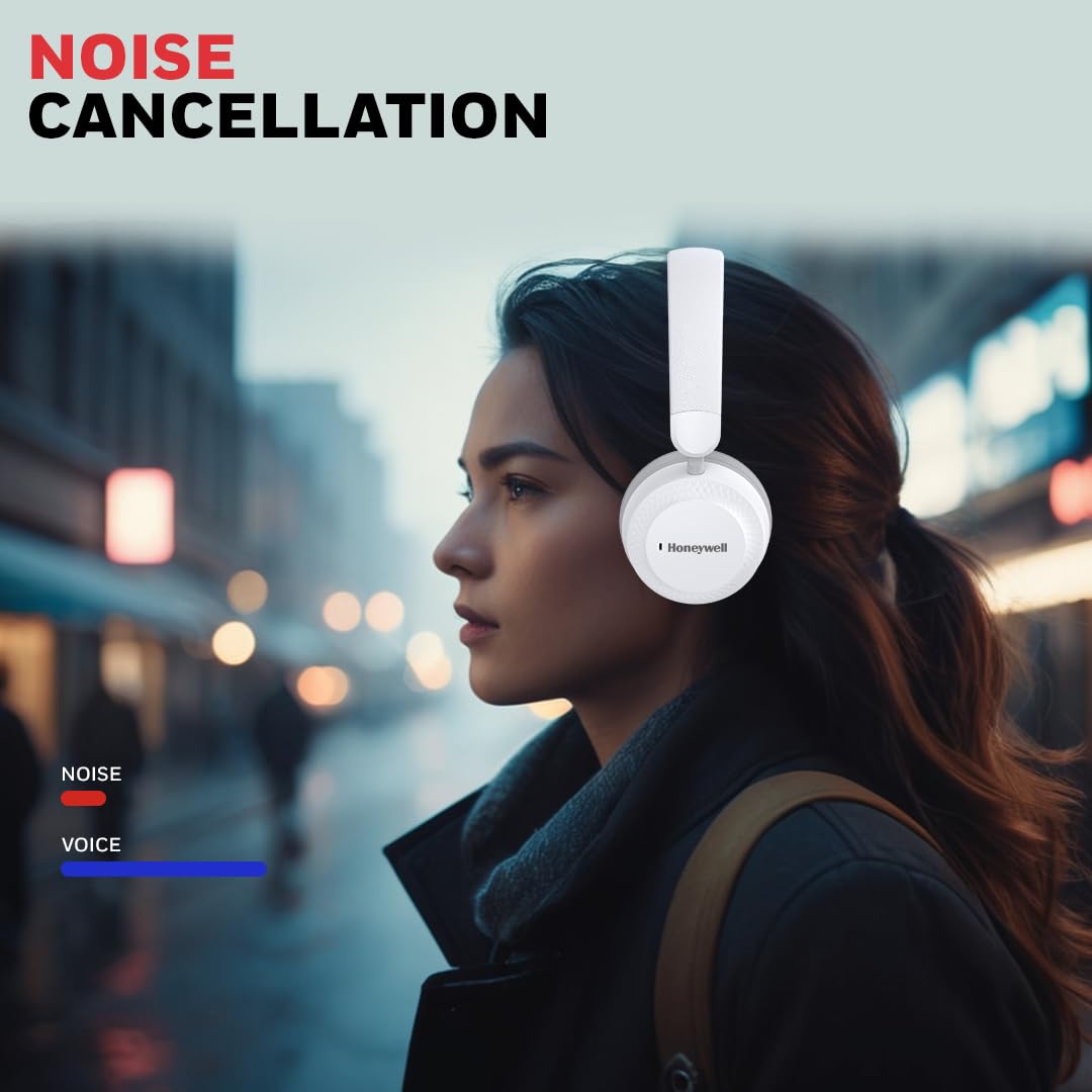 Honeywell Moxie V20 Bluetooth 5.4 Wireless On-Ear Headphones with Mic, ENC Noise Reduction, 25H Playback, Deep Bass, IPX4, AUX Support, 40ms Low Latency Gaming Mode, Stereo Sound, Padded Cushions