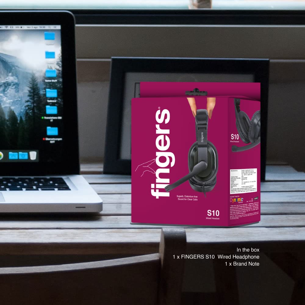 FINGERS S10 Wired On-Ear Headphone with Adjustable Mic - 40 mm Powerful Drivers & Inline Volume Control