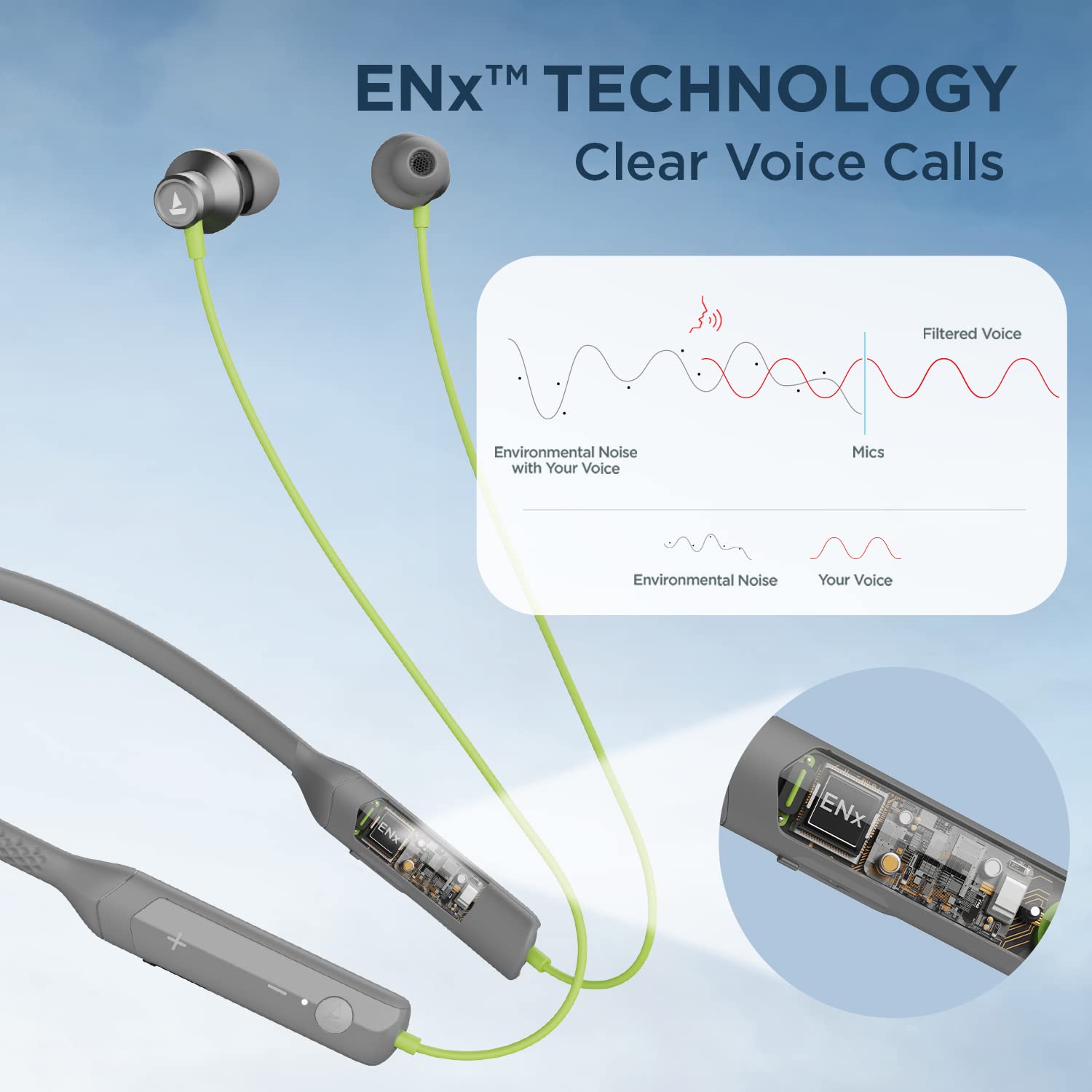 boAt Rockerz Apex Bluetooth Wireless in Ear Earphones with Spatial Bionic Sound Powered by Dirac Virtuo™, Touch Sensors, Beast™ Mode, ENx™ Tech,30H Playtime