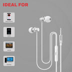 Honeywell Moxie V50 Wired Earphones with Built in Mic, 10mm*2 Drivers, Passive Noise Cancellation, Deep Bass & Clear Sound, Ultra HD Mic Quality, 3.5mm AUX, Voice Assistant Enabled, 1.2 Mtr