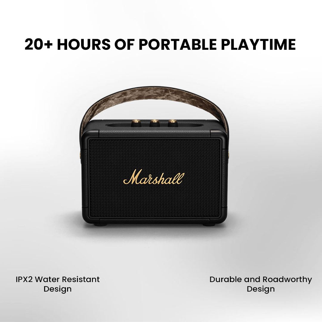 Marshall Kilburn II Portable Bluetooth Speaker (Black & Brass)