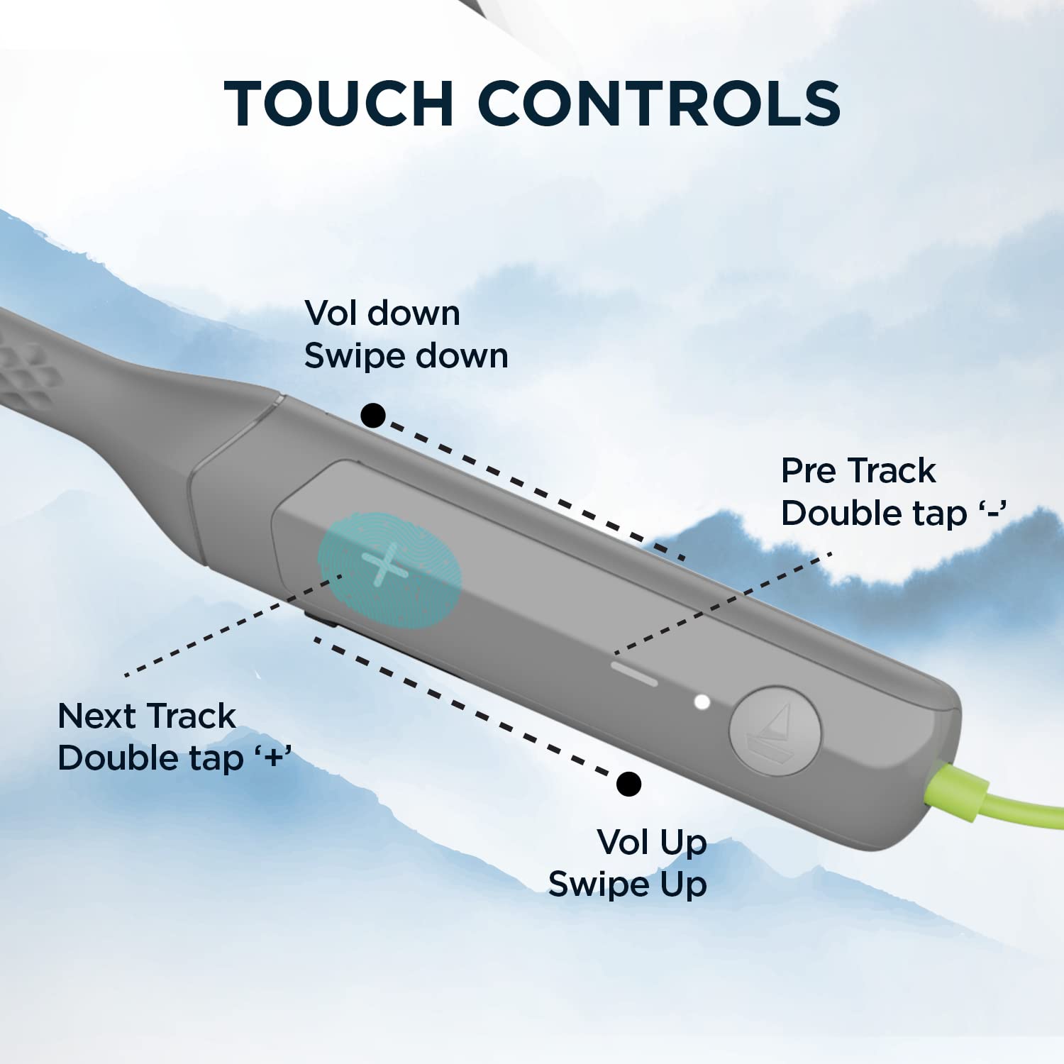 boAt Rockerz Apex Bluetooth Wireless in Ear Earphones with Spatial Bionic Sound Powered by Dirac Virtuo™, Touch Sensors, Beast™ Mode, ENx™ Tech,30H Playtime