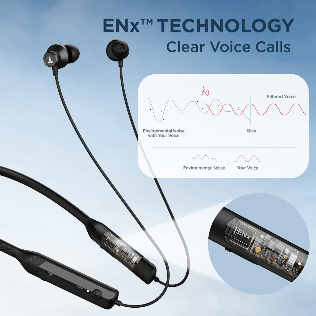 boAt Rockerz Apex Bluetooth Wireless in Ear Earphones with Spatial Bionic Sound Powered by Dirac Virtuo™, Touch Sensors, Beast™ Mode, ENx™ Tech,30H Playtime