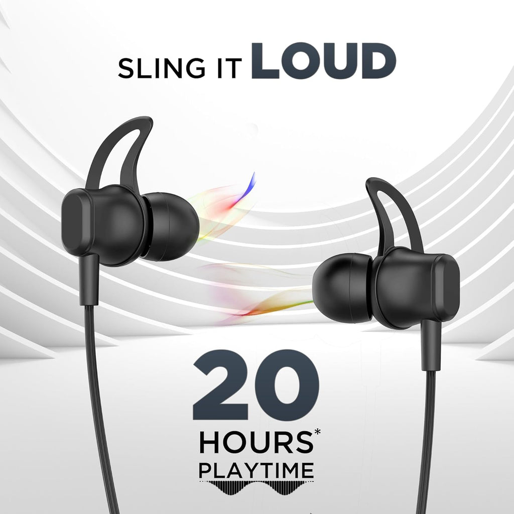 GIZMORE MN218 SLIMX Wireless Bluetooth 5.0 in Ear Neckband | 20 Hours Playtime | Dual Pairing | Deep Bass | Water Resistant Earphone