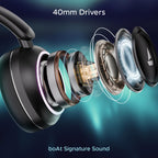 boAt Rockerz 480, RGB LEDs,6 Light Modes, 40mm Drivers,Beast Mode, 60H Battery, ENx Tech, Stream Ad Free Music via App Support, Bluetooth Headphones, Wireless Over Ear Headphone with Mic