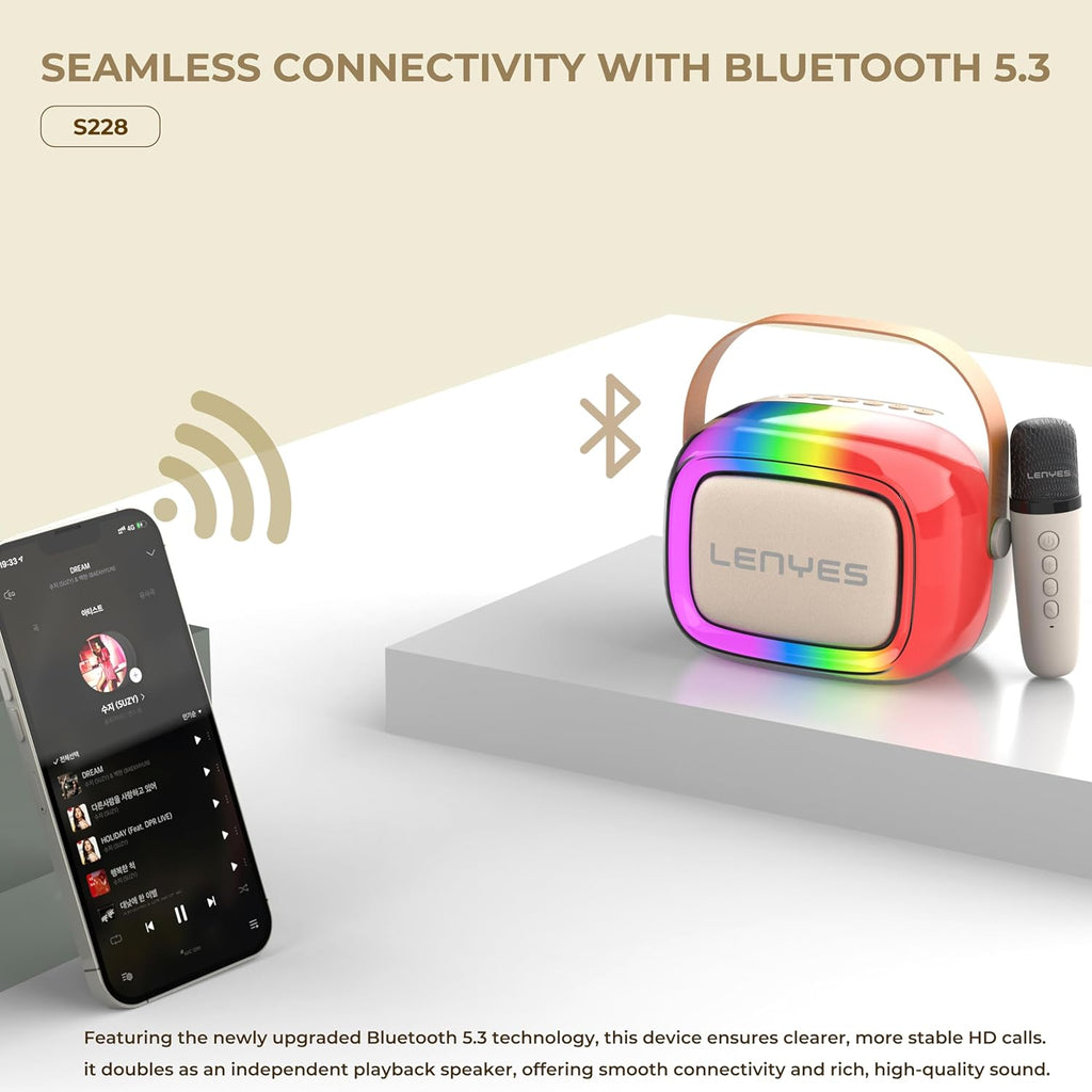 Lenyes S228, Wireless Bluetooth Speaker with Wireless Karaoke Mic