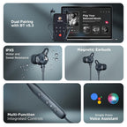 Boat Rockerz 200, 40H Battery, Signature Sound, ENx Tech, Dual Pairing, 60 ms Low Latency, IPX5, ASAP Charge, Magnetic Buds, Bluetooth Neckband, Wireless with Mic Earphones