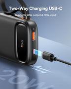 Baseus Qpow2 Dual-Cable Digital Display Fast Charge Power Bank 10000mAh (Black)