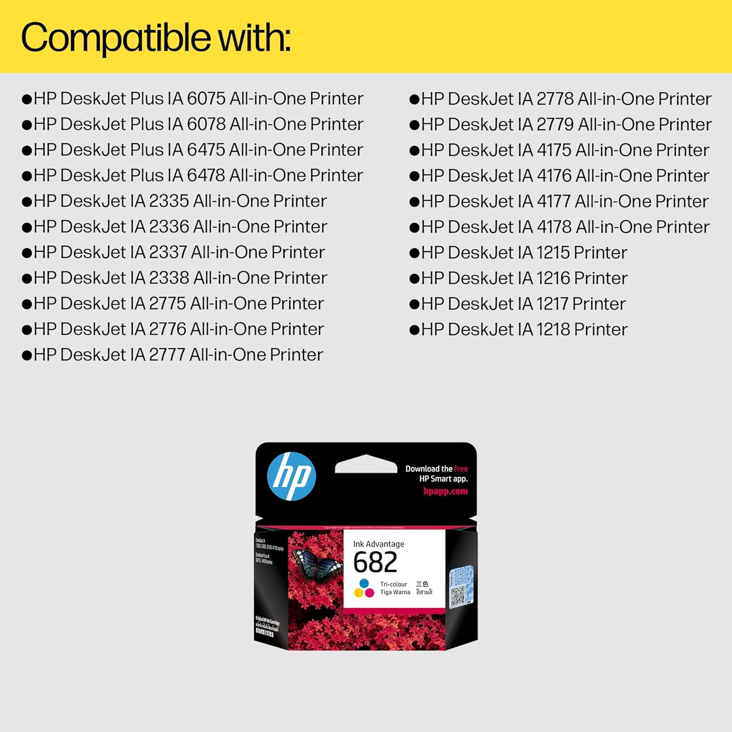 HP 682 Tri-Color Original Ink Advantage Cartridge
