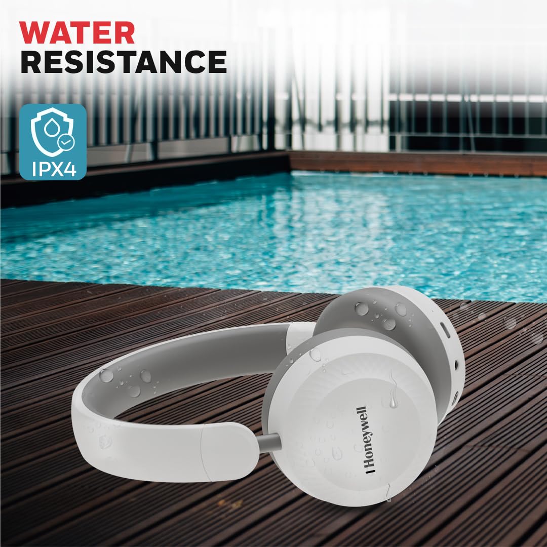 Honeywell Moxie V20 Bluetooth 5.4 Wireless On-Ear Headphones with Mic, ENC Noise Reduction, 25H Playback, Deep Bass, IPX4, AUX Support, 40ms Low Latency Gaming Mode, Stereo Sound, Padded Cushions