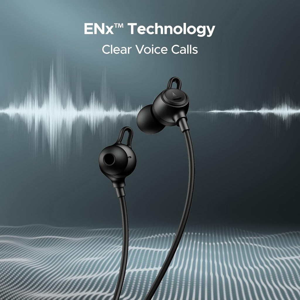 Boat Rockerz 200, 40H Battery, Signature Sound, ENx Tech, Dual Pairing, 60 ms Low Latency, IPX5, ASAP Charge, Magnetic Buds, Bluetooth Neckband, Wireless with Mic Earphones