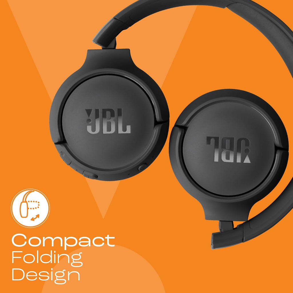 JBL Tune 520BT Wireless On Ear Headphones with Mic, Upto 57H Battery, Speed Charge : 5 Min Charge Gives Up to 3H of Playback, Multipoint Connect, Customizable Bass with Headphones App, BT 5.3