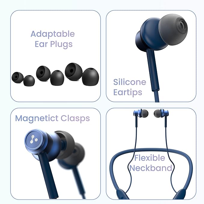Ambrane Bluetooth ANB-33PRO Wireless Earphones, Crystal-Clear Calling with an inbuilt Mic, 13Hrs Playback, 10mm Driver, Deep Bass, IPX4 Water Resistant