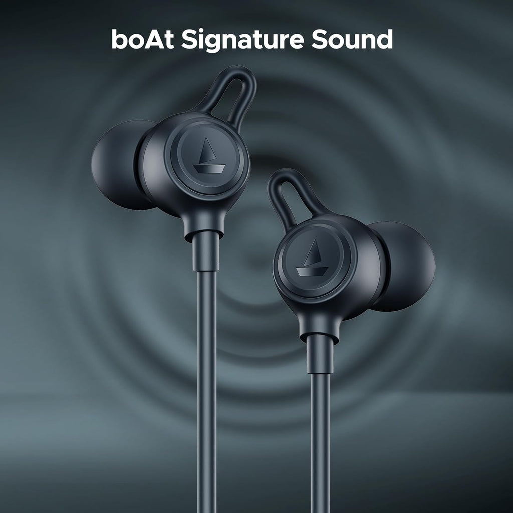 Boat Rockerz 200, 40H Battery, Signature Sound, ENx Tech, Dual Pairing, 60 ms Low Latency, IPX5, ASAP Charge, Magnetic Buds, Bluetooth Neckband, Wireless with Mic Earphones