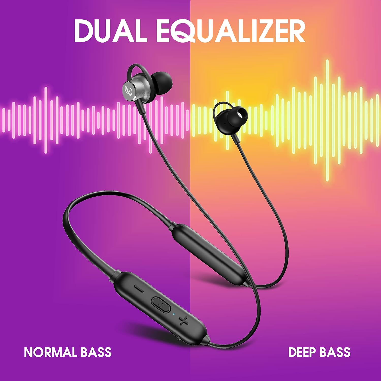 Infinity by Harman Glide N200, in Ear Wireless Earphones with Mic, 20 Hours Playtime with Fast Charging, Deep Bass, Dual Equalizer, Premium Metal Earbuds, Bluetooth 5.0, IPX5 Sweatproof (Black)