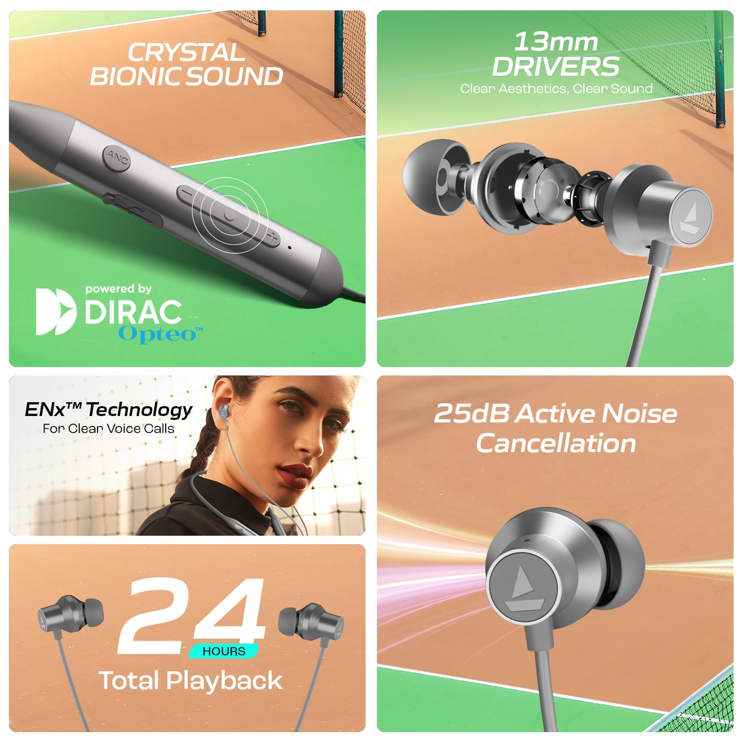 boAt Rockerz 280 ANC w/Crystal Bionic Sound Powered by Dirac Opteo, Active Noise Cancellation, 13mm Drivers, ASAP Charge, 24H Playback & ENx Tech in- Ear Bluetooth Neckband