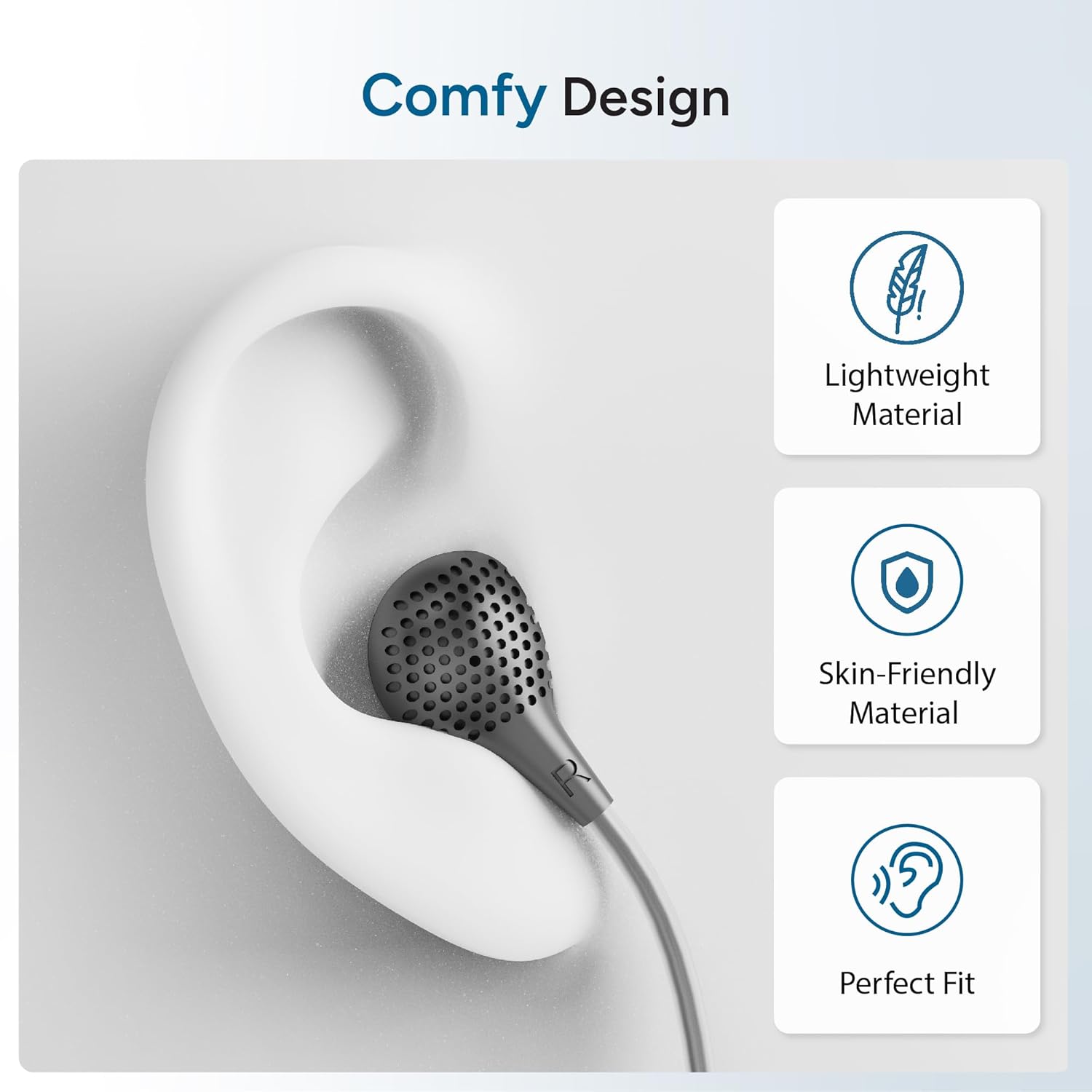 Ambrane Wired Earphones with Mic EP 83  | 3.5Mm Audio Jack | 14Mm Driver for HD Sound & Deep Bass | Tangle-Free 1.2M Cable | in Ear Comfort Fit | Compatible with Mobiles, Tablets, Laptops, Pcs