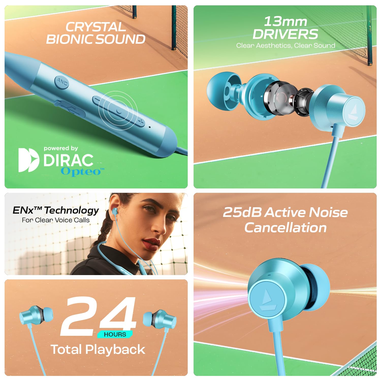 boAt Rockerz 280 ANC w/Crystal Bionic Sound Powered by Dirac Opteo, Active Noise Cancellation, 13mm Drivers, ASAP Charge, 24H Playback & ENx Tech in- Ear Bluetooth Neckband