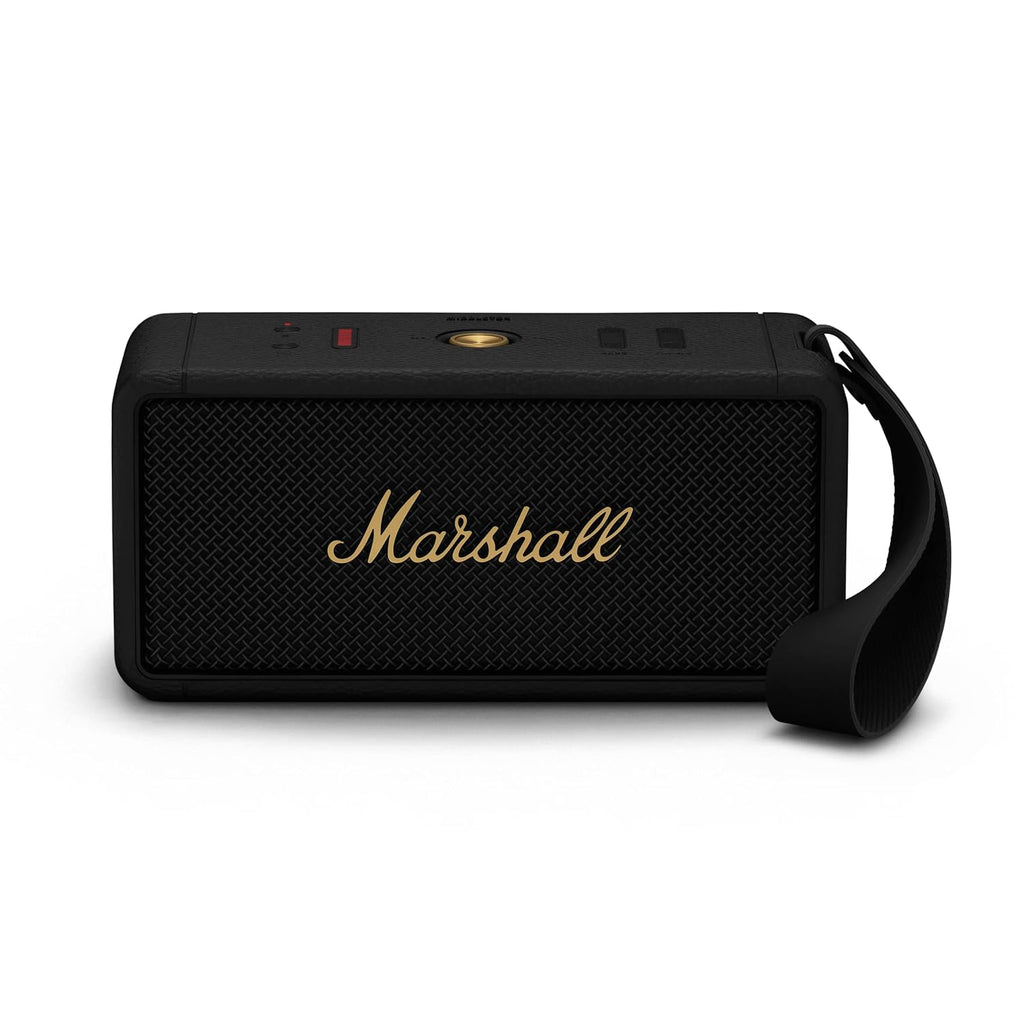 Marshall Middleton Portable Bluetooth Speaker with IP67 Rating, 20+ Hours playtime (Black And Brass)