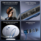 boAt Rockerz 210 ANC Bluetooth in Ear Neckband w/Spatial Audio, 30dB ANC, AI-ENx Technology, 40hrs Playback, EQ Modes, 13 mm Drivers, Dual Pairing & Fast Pair