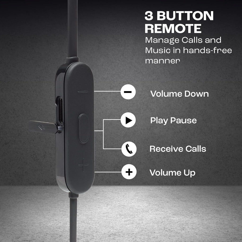 JBL Tune 175BT, Wireless Bluetooth in-Ear Headphone with Mic, Pure Bass Sound, 14 Hours of Playtime, Multi-Point Connectivity, Voice Assistant Support, Bluetooth 5.0