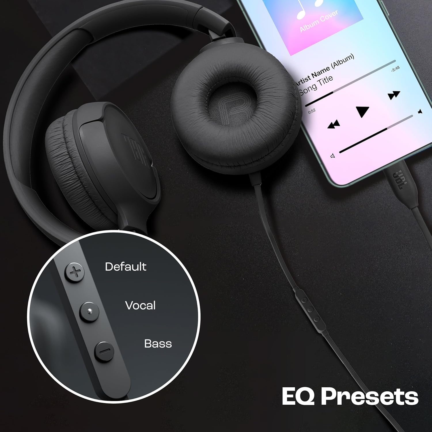 JBL Tune 520C On Ear Type C Wired Headphone, Pure Bass Sound,3-Button Remote with Microphone