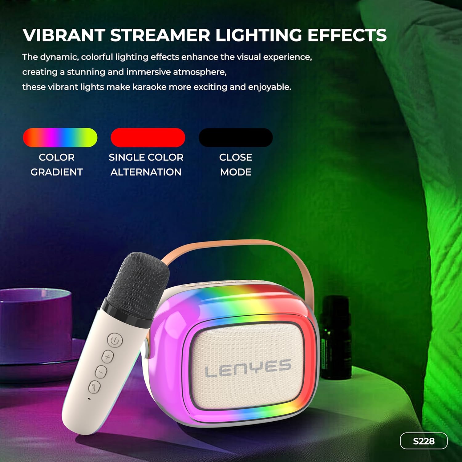 Lenyes S228, Wireless Bluetooth Speaker with Wireless Karaoke Mic