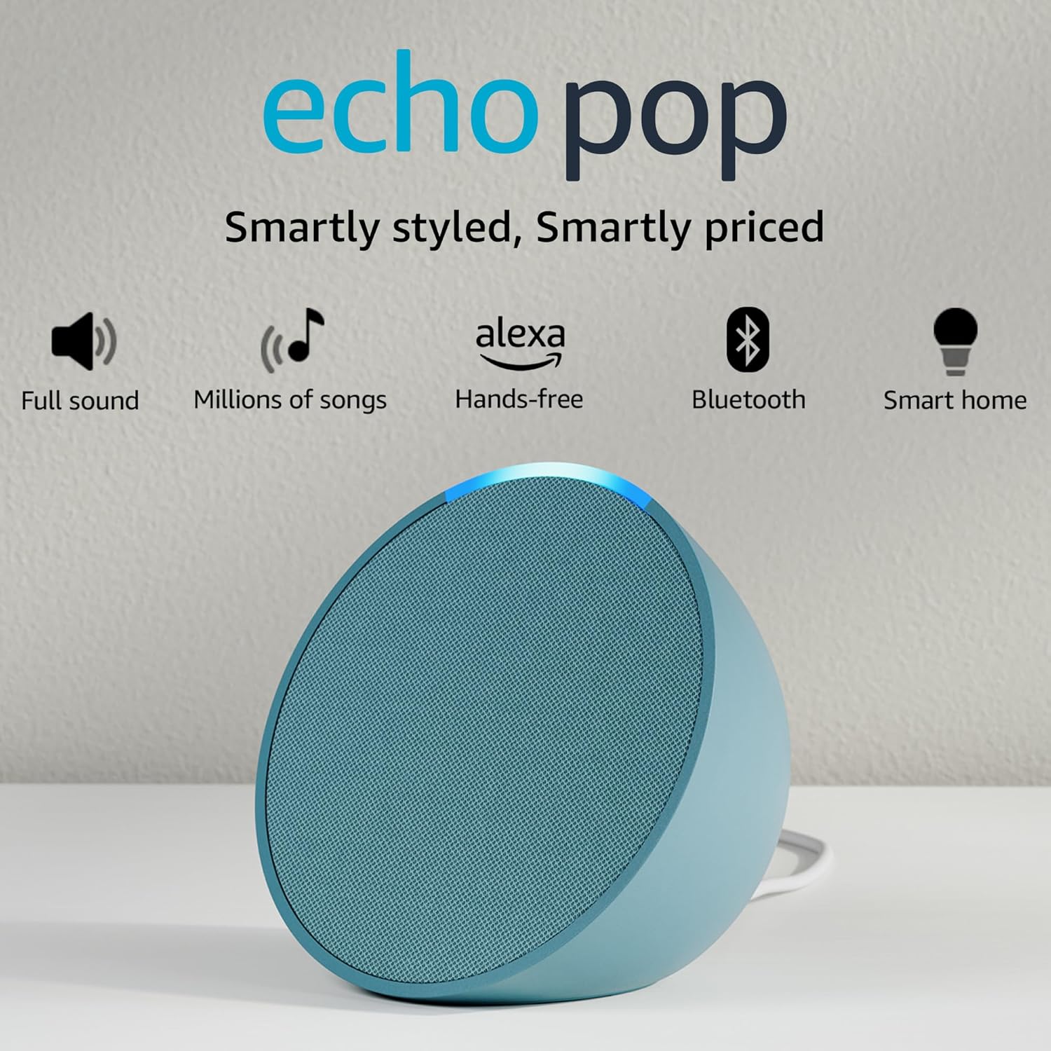 Amazon Echo Pop| Smart speaker with Alexa and Bluetooth