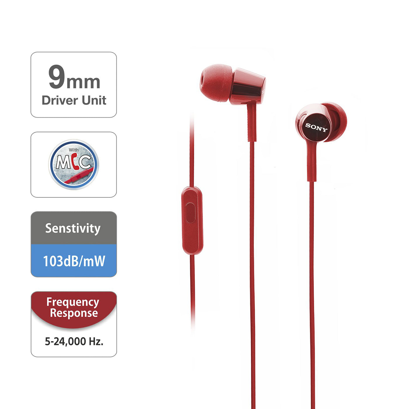 Sony MDR-EX155AP Wired in Ear Headphones with Tangle Free Cable, 3.5mm Jack, Headset with Mic for Phone Calls